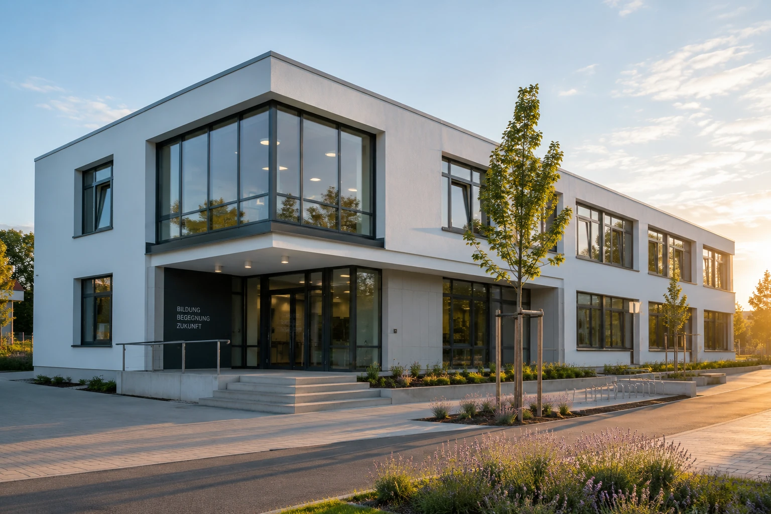 Modernes Gebäude mit innovativer technischer Gebäudeausrüstung