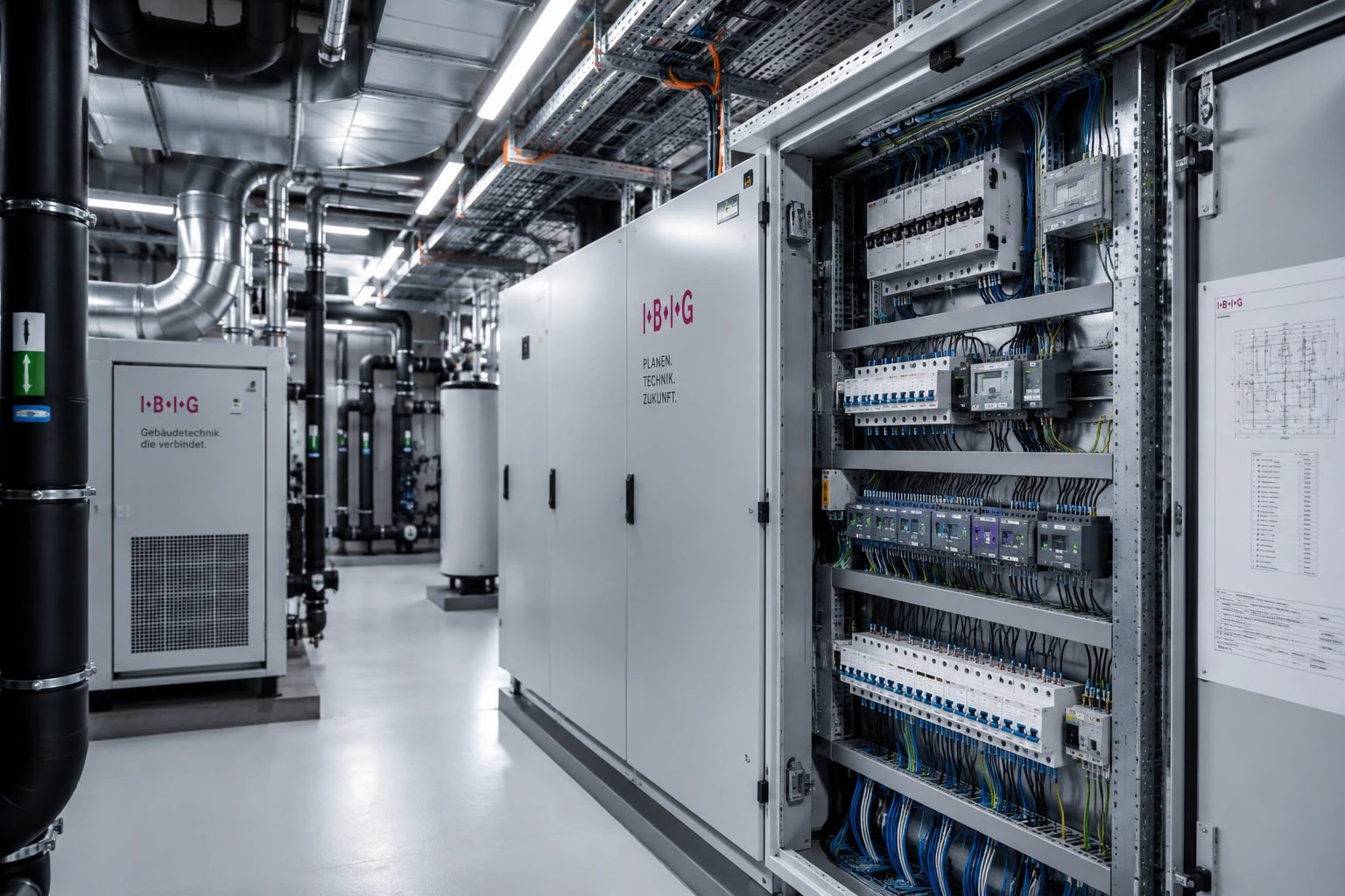 Moderne technische Gebäudeausrüstung mit Elektro- und Versorgungstechnik